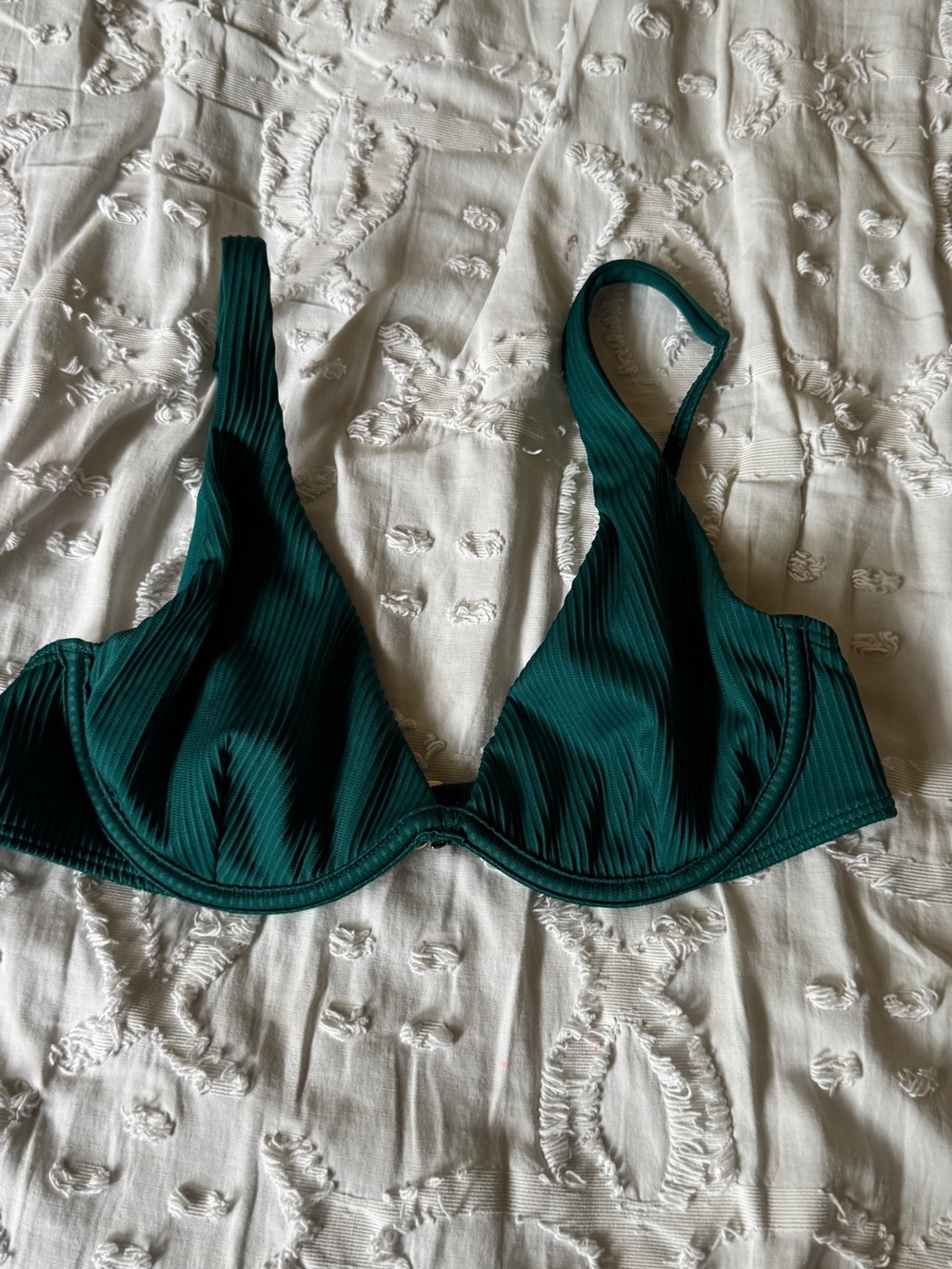 Hollister Deep Green Ribbed Underwire Bikini Top